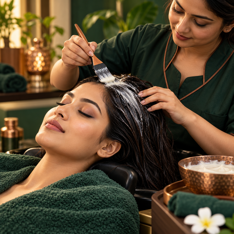 Ladies hair-spa treatment illustration